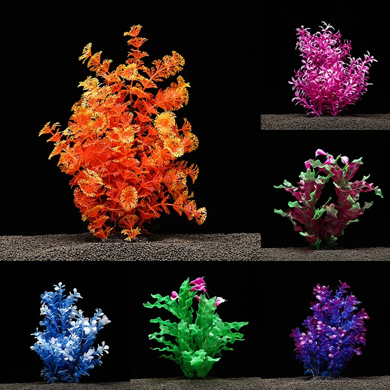 Искусственные Силиконовые Пластиковые Зеленые растения имитация акваразных