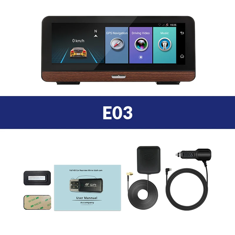 E-ACE E03 автомобильный gps-навигатор 4G Автомобильный видеорегистратор Камера заднего вида с двойным объективом 8 дюймов Android 5,1 ADAS видео рекордер навигаторы