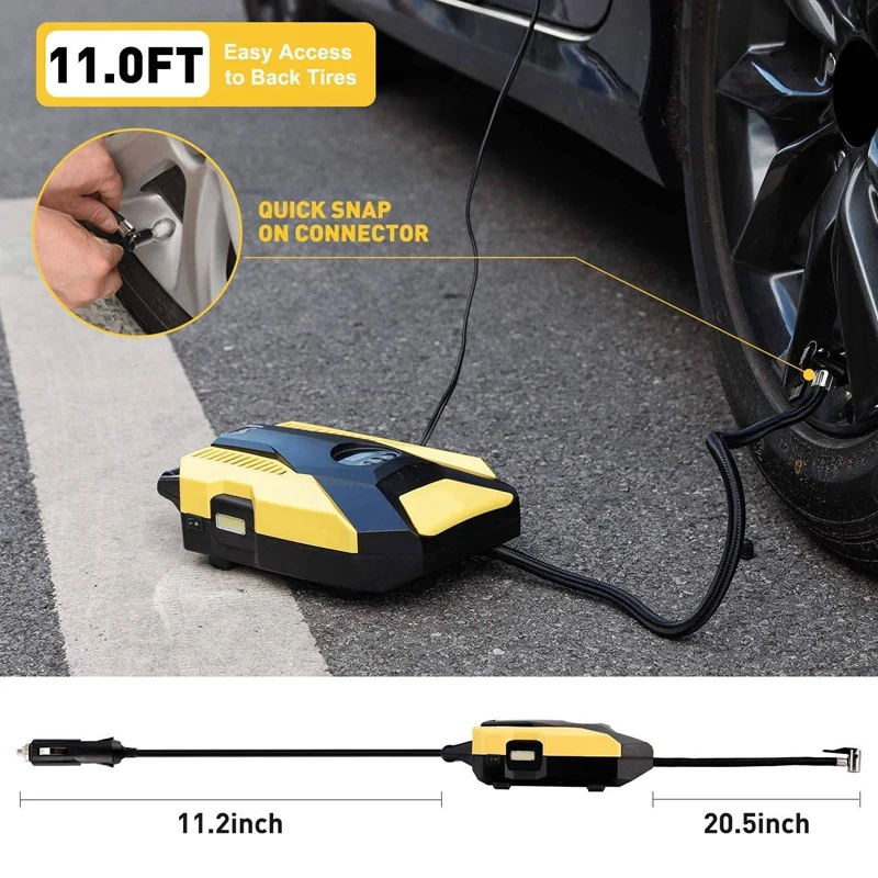 

Digital Tire Inflator 12V DC 150 PSI Air Compressor Pump Auto Shut Off with Emergency LED Flasher for Car, Bicycle