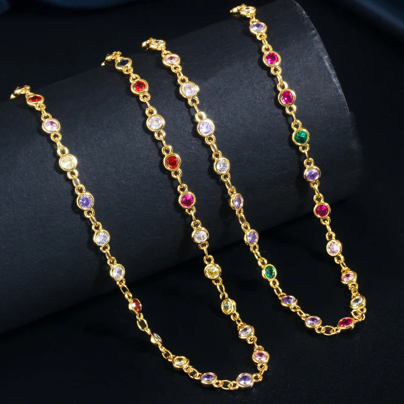 CWWZircons 50cm Multi Color Round CZ Crystal Beads DIY Chain Necklace Bracelet Jewelry Making Accessories Handmade Finding D007 | Украшения