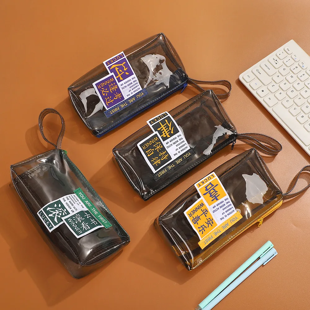 

Double transparent Pencil Case Kawaii Large Capacity waterproof Pen Case Supplies Pencil Bag School Box Pencils Pouch Stationery
