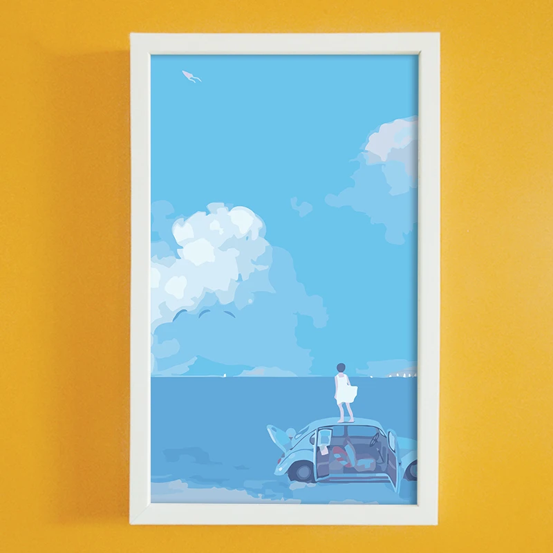 Краска по номеру художественная живопись номерам аниме небо и вода сливаются на