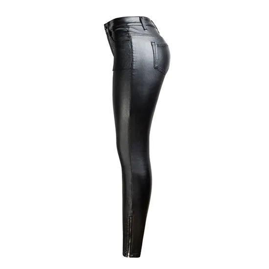 Женские брюки из искусственной кожи осень зима 2020 черные бархатные облегающие