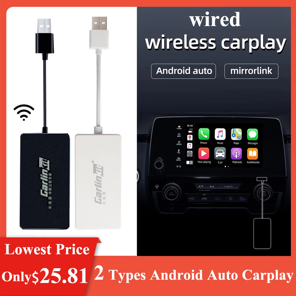 

2 Types Bluetooth Wireless Mirrorlink Carpaly Display Dongle Car Stereo Phone Screen Display Mirror Link Support Siri/Music/Map