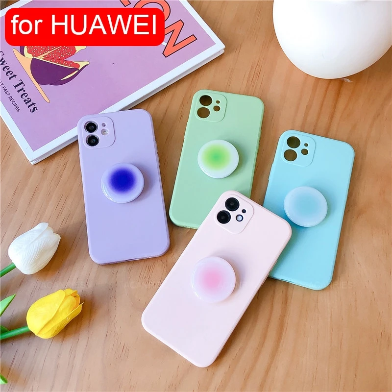

Gradient Square Phone Holder Stand Case On For Huawei Honor 10 20 Lite Pro 10i 8x 9x Nova 3 3i 5t Girl Cute Silicone Cover