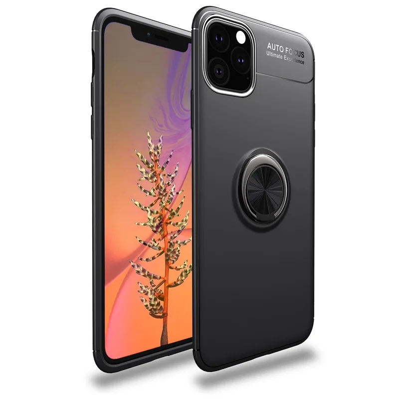 Черный Для Apple iPhone 11 Pro Max XR XS MAX X кольцо держатель резиновый мягкий чехол для iPhone XS Max XR X 8 6s 7 Plus 6 Coque - Цвет: Черный