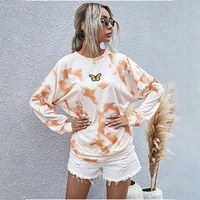 casual womens sweatshirts printing pullover long sleeved tie dye women fall winter lady clothes fashion loose o neck tops
