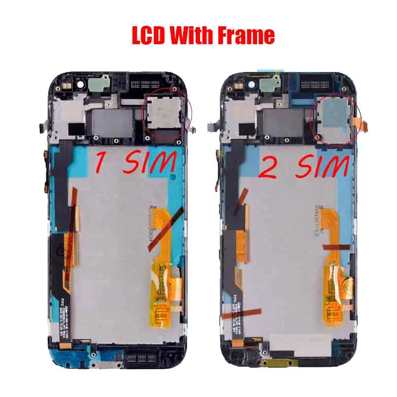 For HTC One M8 LCD screen assembly with front case touch glass 831C Display original Black Red Gold Silver | Мобильные телефоны и