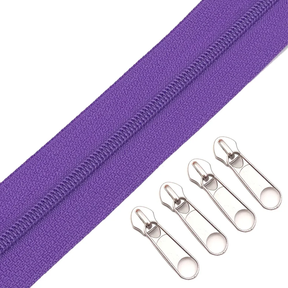 170 Dark Purple 3 м 3# нейлоновые катушки молнии навалом с 5 шт. молнии слайдер-для костюма, одежды, других рукоделия - Цвет: 170 Dark Purple