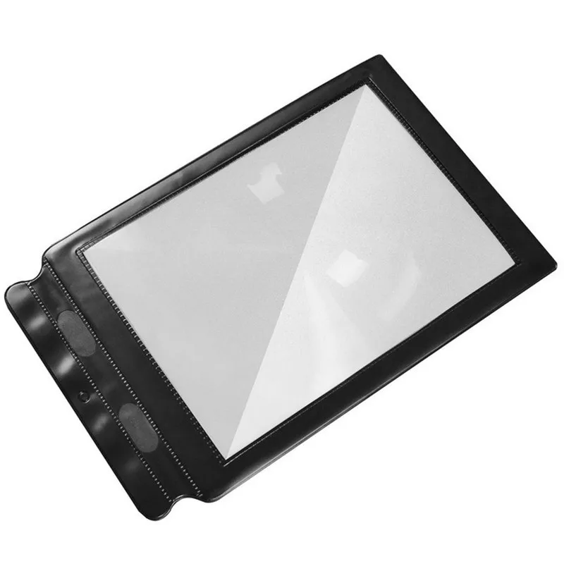 

Hand held black frame PVC bendable drop proof A4 reading portable ultra thin 3 times card full page magnifier
