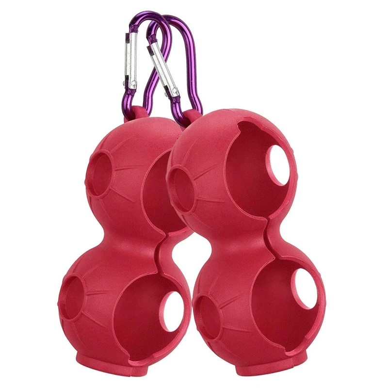 

2 Pack Golf Ball Holder Soft Silicone Clip Red with Aluminum Hook Golf Accessories