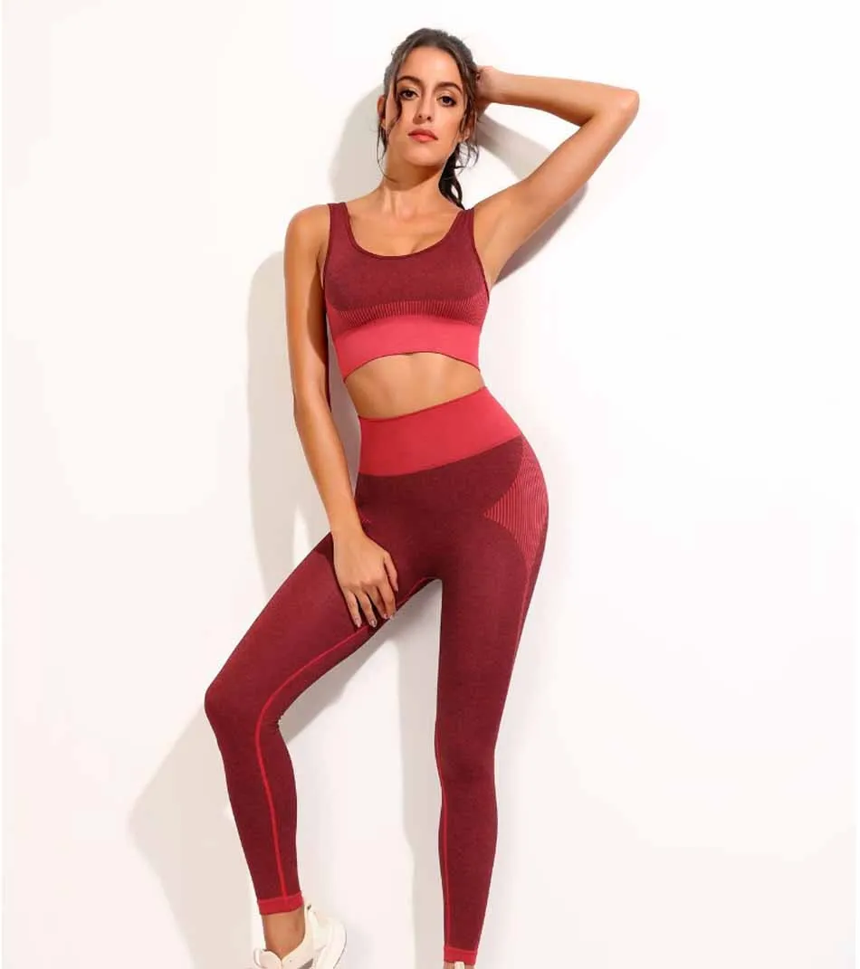 Бесшовная женская спортивная одежда костюм для йоги из 3 предметов брюки с