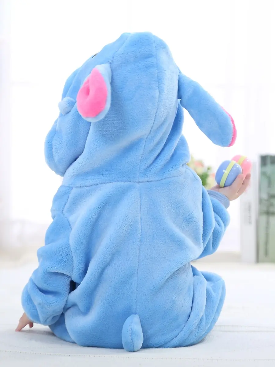 

Lovely Kids Blue Interstellar Plus Velvet Romper Baby Boys Stitch Flannel Zipper Hooded Romper Jumpsuit Outfits