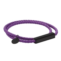 leisure fashion jewelry purple double leather bracelet for women men stainless steel magnetic buckle lovers bracelets pd0696