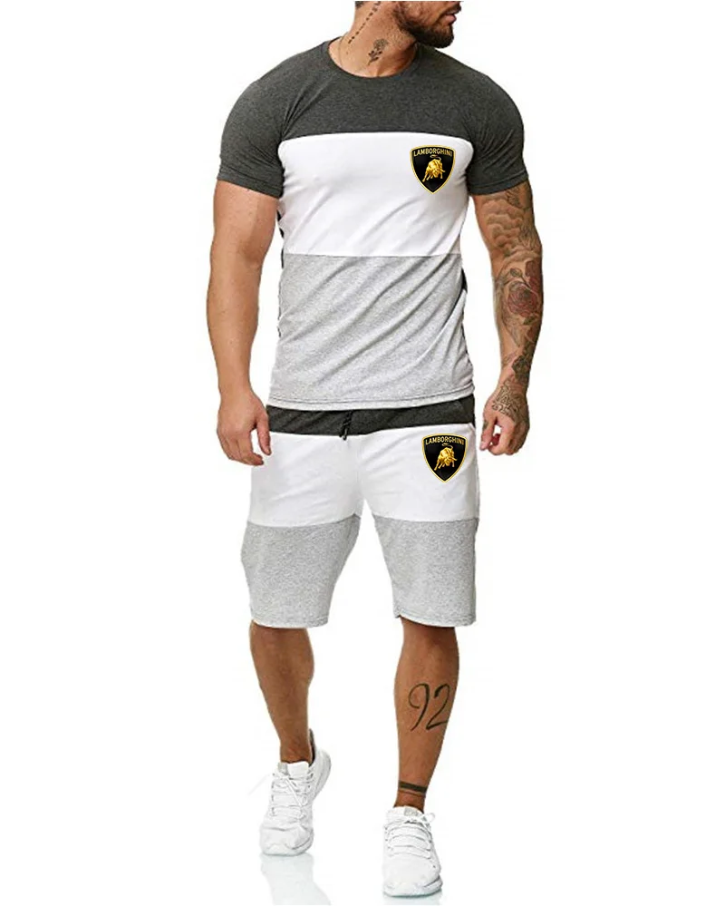 

2021 new summer men's T-shirt suit breathable casual wear fitness sports suit short-sleeved T-shirt + shorts 2-piece set
