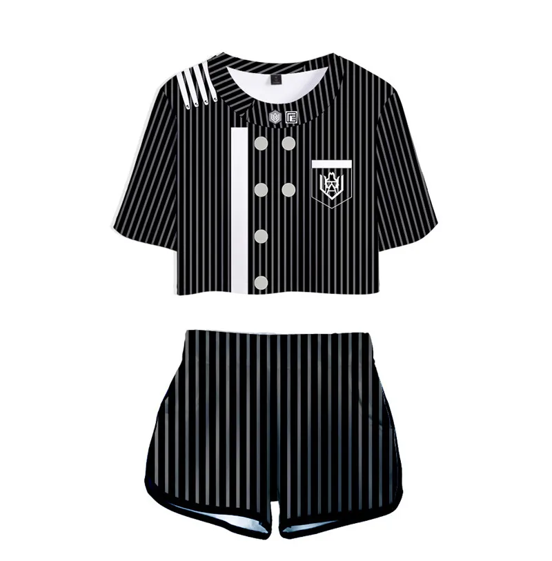 Danganronpa V3 Junko Enoshima Cosplay T-shirt Shorts Suits Women Maki Harukawa Short Sleeve Shirts Tees Sportswear For Girls |