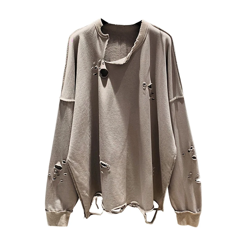 

[ARQ] The new spring and autumn 2021 fashion trend, the ripped long sleeve blouse for women