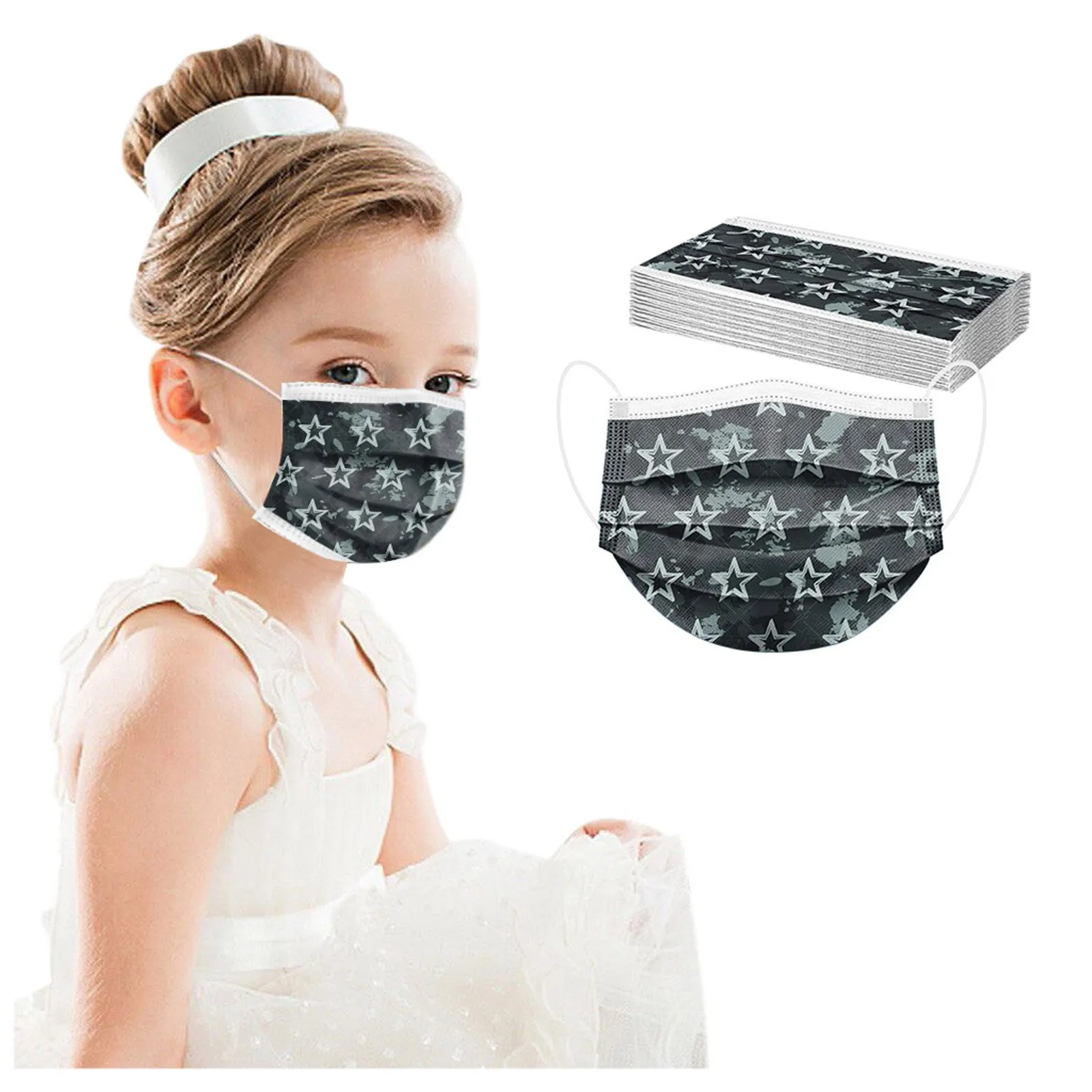 

Children's Cashew Flower Leopard Print Three Layer Protective Disposable Mask To School Face Shield Mascarillas Masque