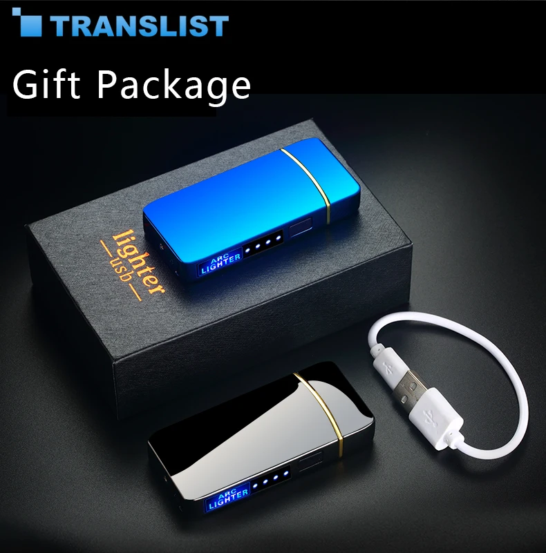 

Mini fingerprint sensor unlock arc lighter charging personality creative windproof LED power indicator cigarette accessories