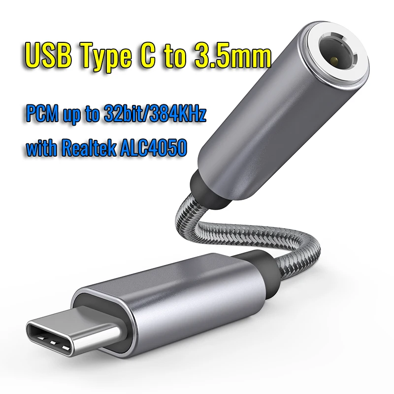 Кабель переходник с USB Type C на 3 5 мм Hi Fi DAC для наушников базе Android Windows 10 32 бит/384 кГц
