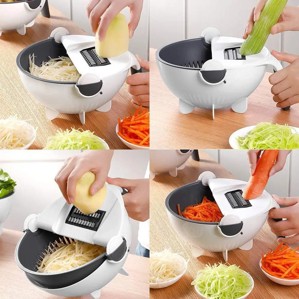 

Upgraded 9 in 1 Multifunction Magic Vegetable Cutter with Drain Basket Fruit Shredder Grater Slicer Kitchen Tool Slicer Chopper