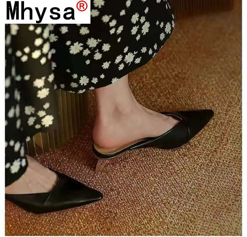 

Women's Shoes Shallow Mouth Wrapped Toe High Heels Summer Fashion Sexy High Heels Solid Color Elegant Women's Low Heel Slippers