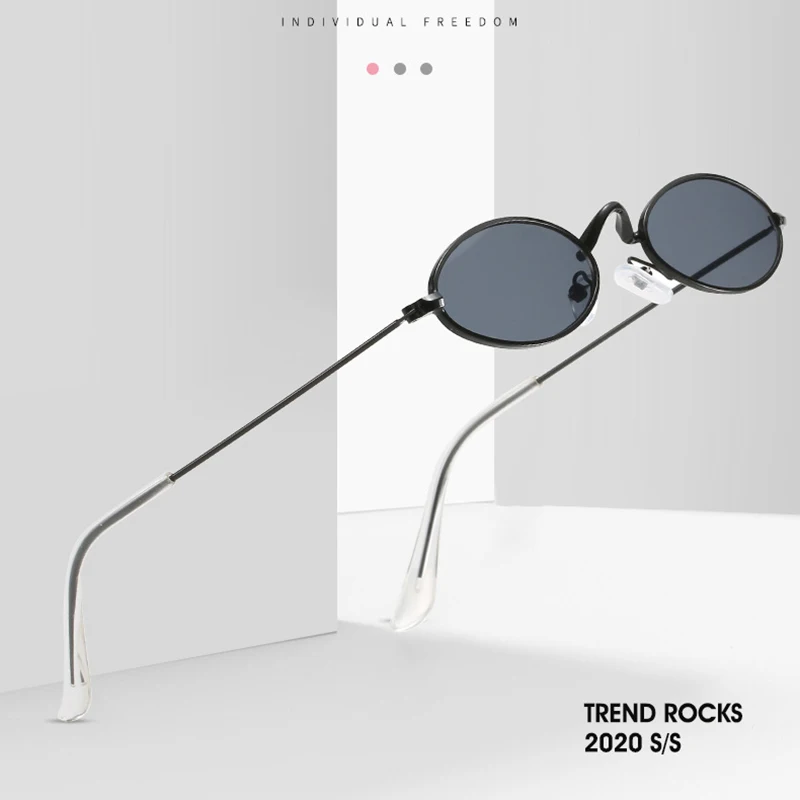 

2021 Candy Color Mini Oval Decoration Sunglasses Internet Celebrity Women Girls Metal Frame Sun Glasses For Photograph UV400