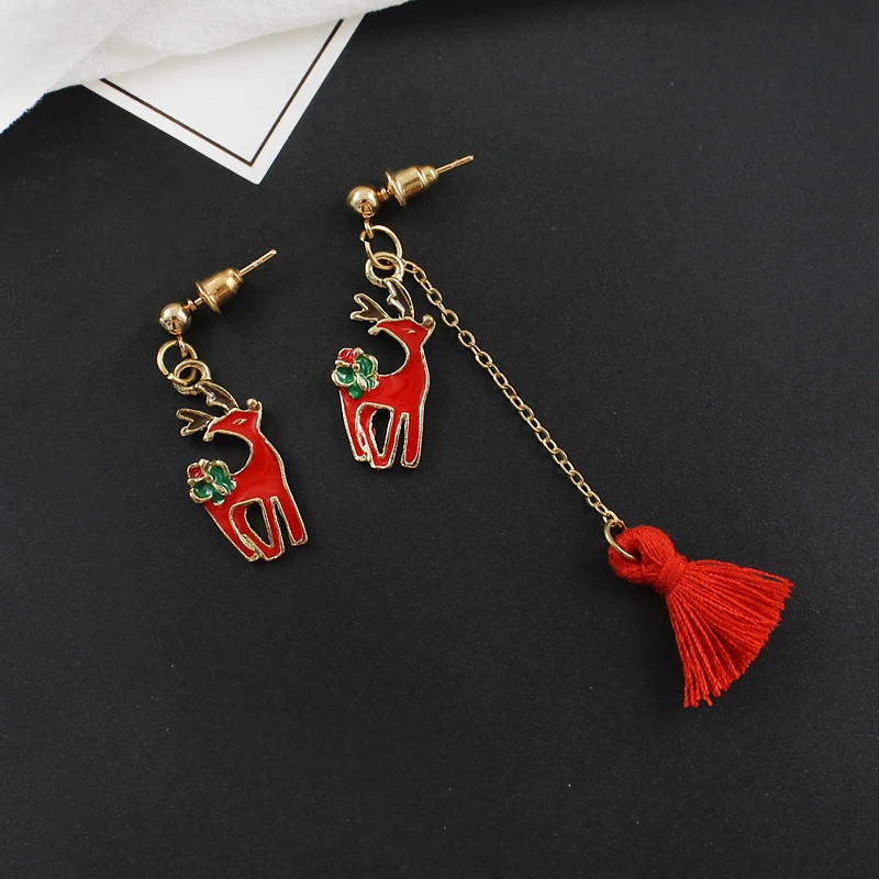 Популярные Рождественские длинные серьги классические серьги-кисточки с оленем