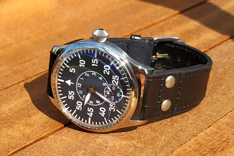 44 мм без логотипа черный циферблат 17 драгоценностей азиатские 6498 механические