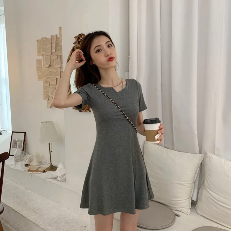 

Popular French Style Black Dress Temperament Waist-Controlled Sweet and Salty Scheming Dress Female Summer Design Sense