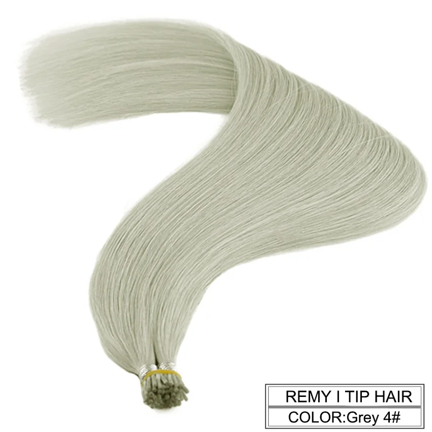 Grey4 Neitsi, двойные нарисованные волосы Remy с I-Tip, человеческие волосы для наращивания, прямые кератиновые человеческие волосы для наращивания, 1,0 г/локон, 20 дюймов, 28 дюймов - Цвет: Grey4