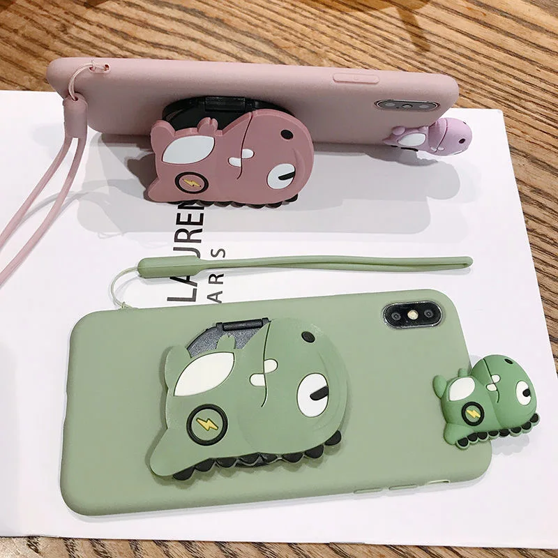 3D Cartoon dinosaur Mirror Case For Xiaomi Mi POCO X3 NFC Stand Phone Cover Redmi Note 8 Pro 9A 9C 9S 8T 7 K20 K30 7A 8A Note 10 xiaomi leather case color