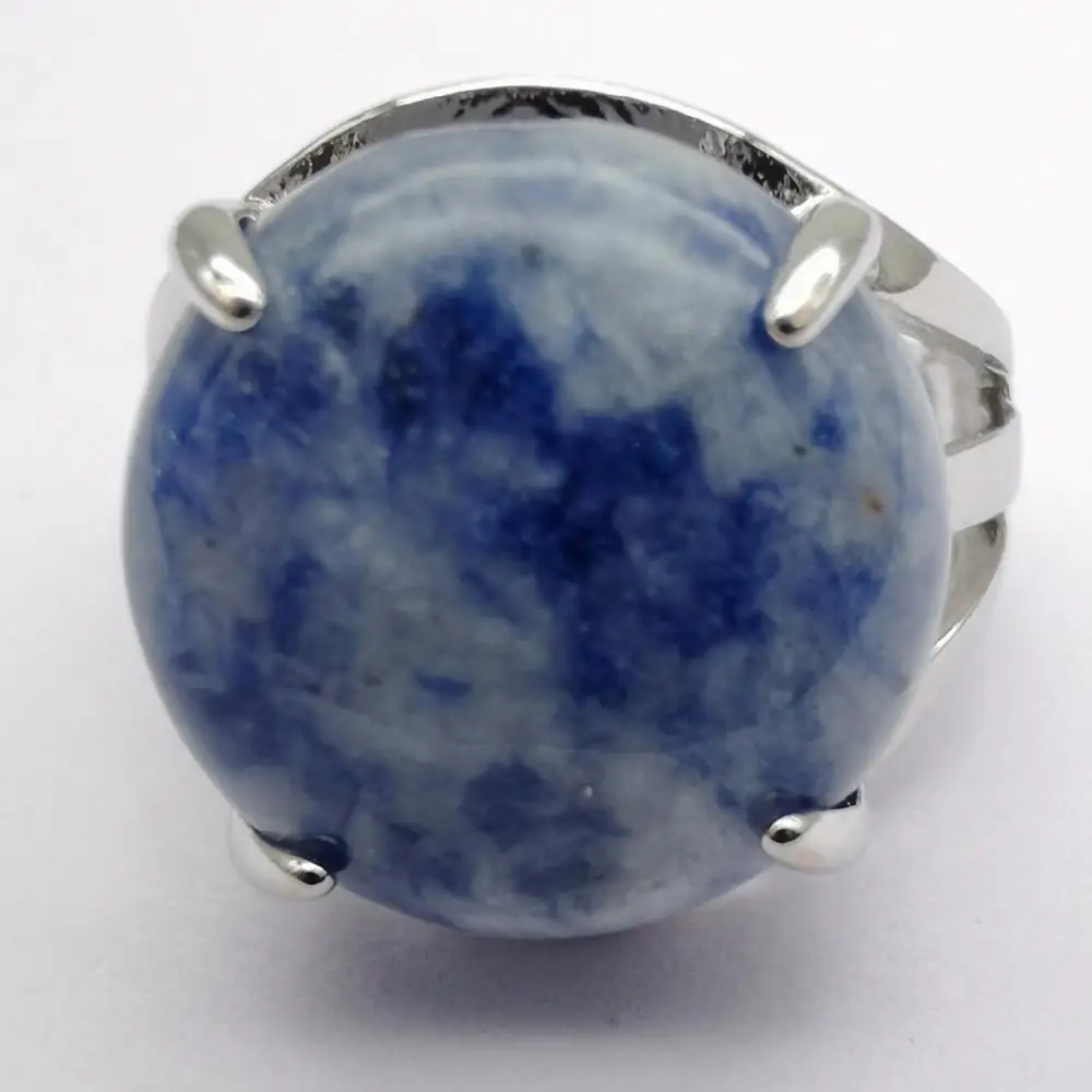 Бразильский содалитовый камень Круглый бисер драгоценный кольцо на палец