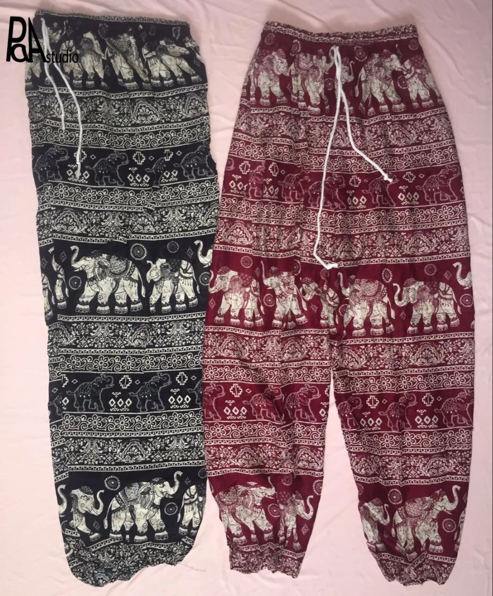 Тайский эластичный пояс со слоном свободный джоггеры шаровары длинные брюки