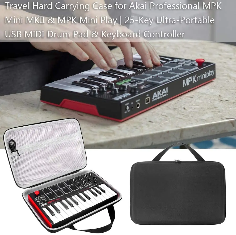 Жесткий Дорожный Чехол для Akai Professional MPK Mini MKII и Play | Ультрапортативный USB MIDI