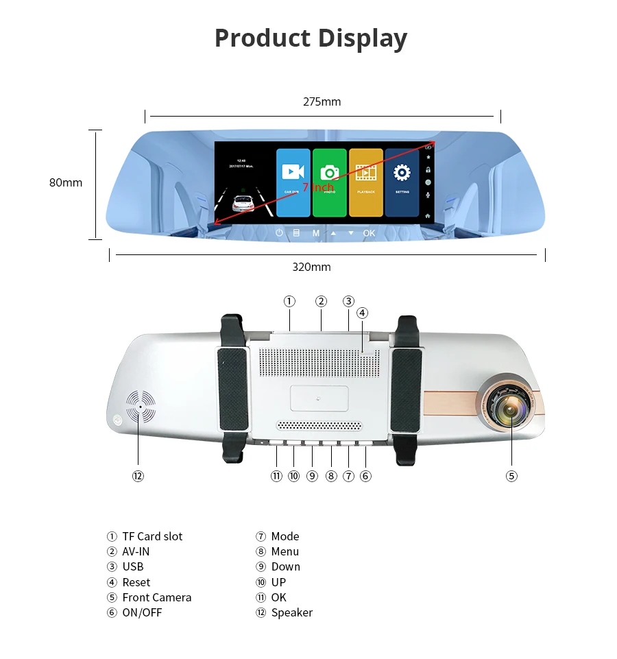 Full HD 1920*1080 Автомобильный Видеорегистратор Зеркало Avtoregistrator Зеркало Заднего вида Двумя Камерами И Digital Video Recorder видеокамера Русский
