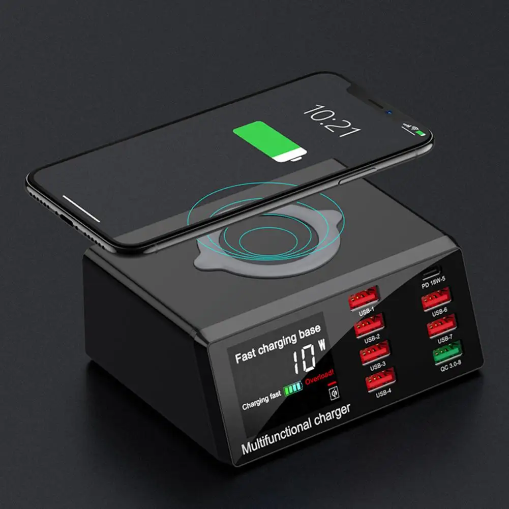 Беспроводное зарядное устройство X9 10 Вт 8 портов PD QC3.0 быстрая зарядка телефона