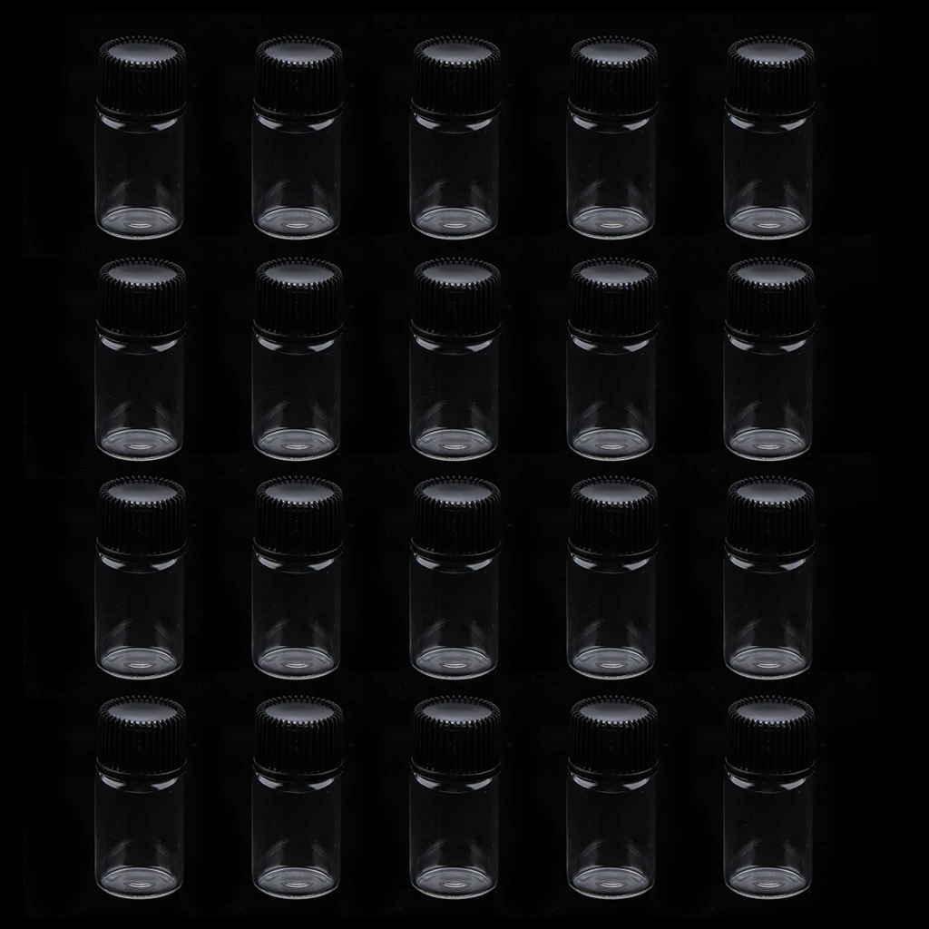 20 Packs 3ML Clear Glass Vials with Plastic Cap for Essential Oils Aromatherapy Fragrance Serums | Красота и здоровье