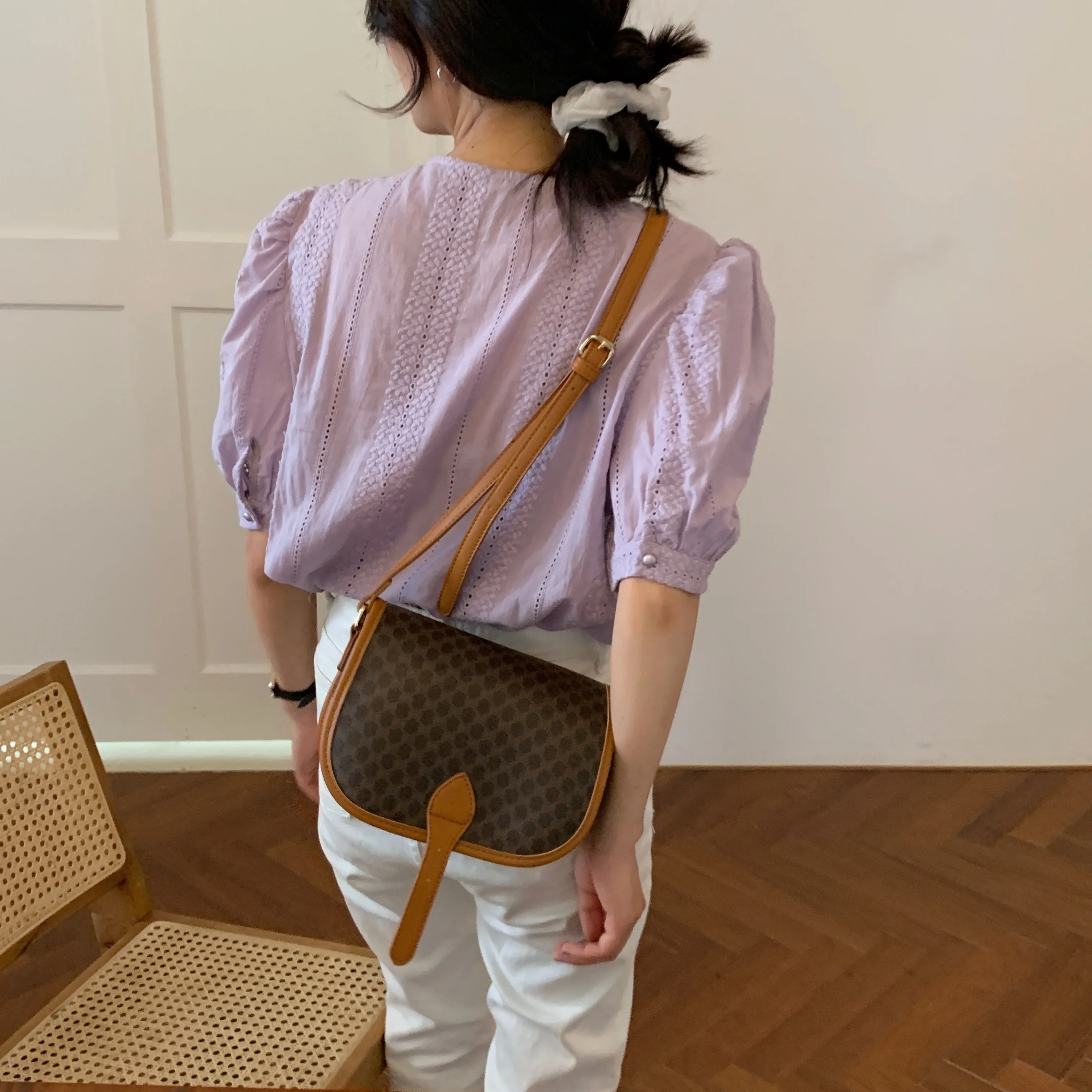 Женская кружевная блузка Alien Kitty элегантная ажурная в Корейском стиле с пышными