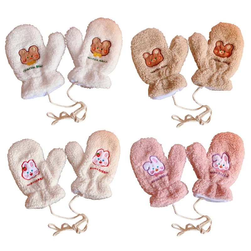 

MXMA милые варежки в виде животных, плюшевые рукавицы в виде медведя со шнурком, варежки с закрытыми пальцами, зимние теплые варежки, женская м...