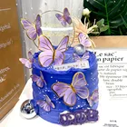 Розовые фиолетовые бабочки украшения для торта хромированные золотые Жемчужные бабочки для торта для детского праздника украшение для дня рождения выпечка Fa