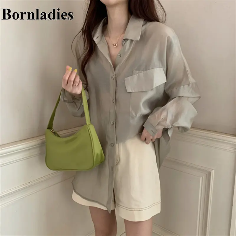 Bornladies корейский минималистичный однотонный Свободный Повседневный