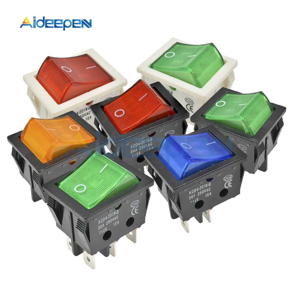 

KCD4 High Current Rocker Switch Power Switch 2 position ON-OFF 4 Pins 6 Pins Electrical Equipment With Light Switch 30A 250V