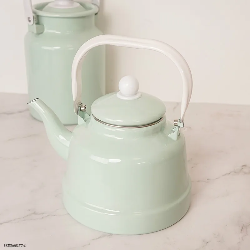 Эмалевый макарон Зеленая мята огненный чайник ручной работы | Дом и сад