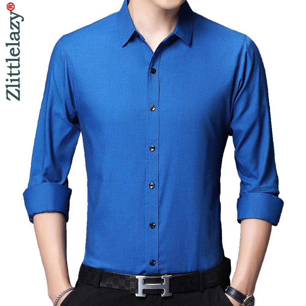 

2022 Новые Дизайнерские однотонные мужские рубашки для мужчин, одежда, корейская мода, рубашка с длинным рукавом, роскошное платье, повседнев...