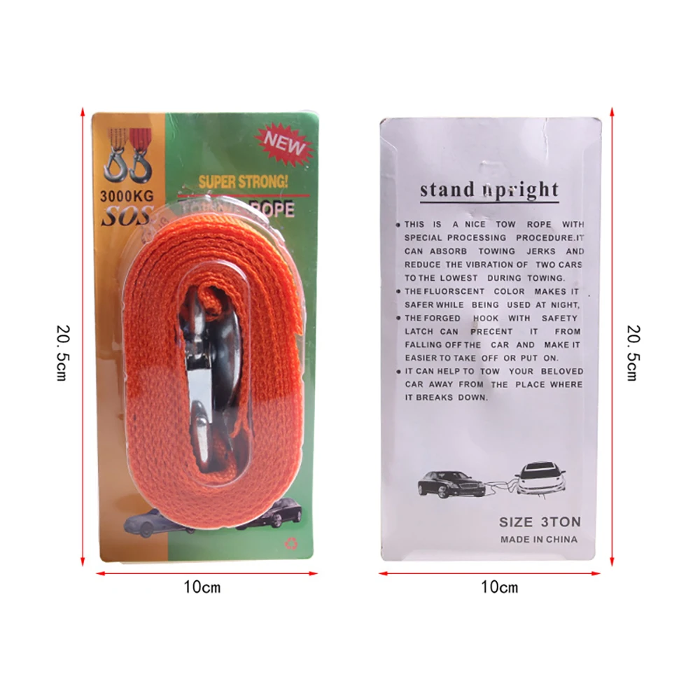 Оранжевый 4 м 3 т автомобильный нейлоновый буксировочный ремень сверхмощный трос
