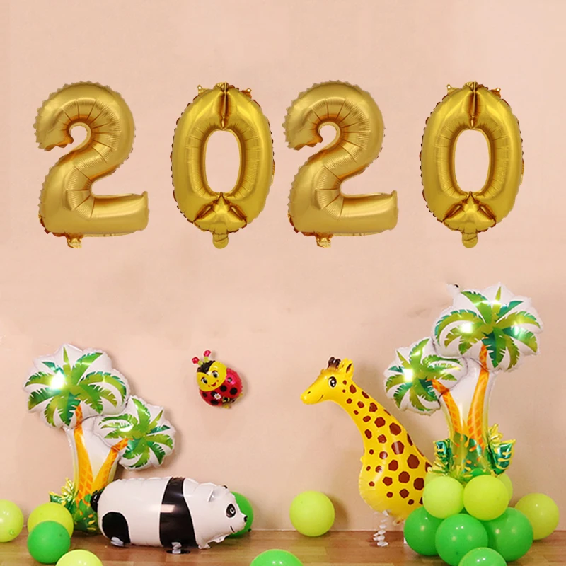 Шар из фольги с новогодней звездой 2020 круглый шар цифрами на Рождество вечерние