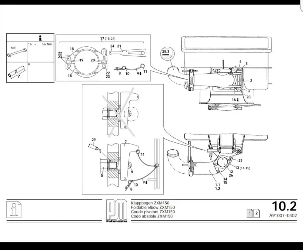 Putzmeister ZX 125/ZX 150 фонарик на руль велосипеда 265984000 для PM № 1 Локоть очистка Клин
