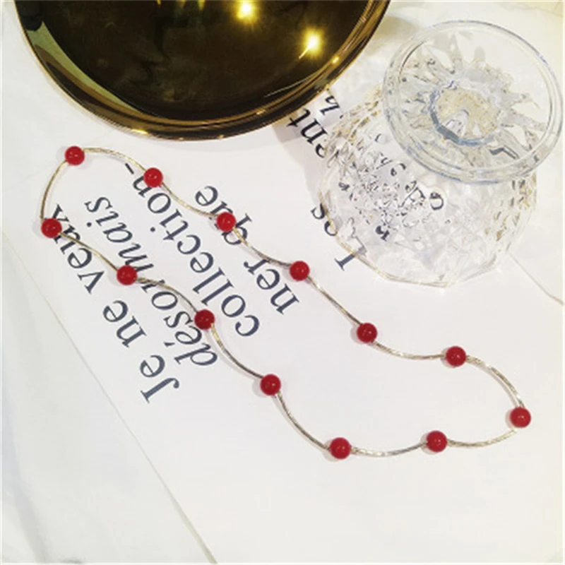 Браслеты женские с красными бусинами универсальное Ювелирное Украшение в стиле