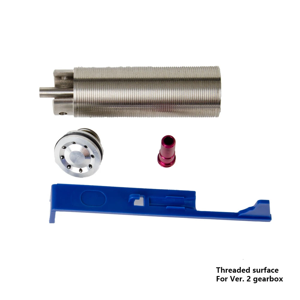 Threaded Ver2 Tappet SHS Tune Up Комплект Стали CNC фрезерованные цельный цилиндр интегрированные головки цилиндра поршневая головка M4 сопло страйкбол пейнтбол игры - Цвет: Threaded Ver2 Tappet